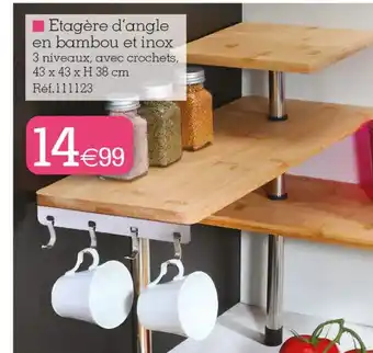 Kandy Etagère d'angle en bambou et inox offre