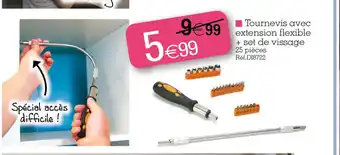 Kandy Tournevis ave extension flexible + set de vissage 25 pièces Réf.DI8722 offre