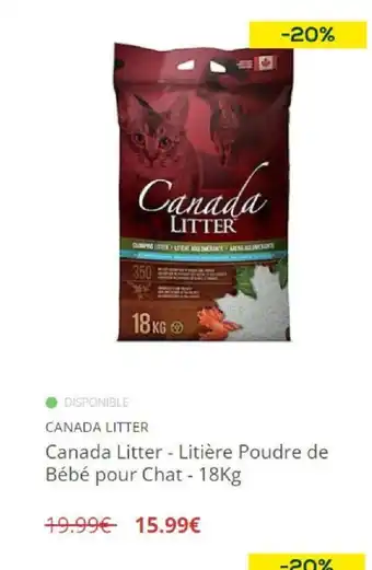 Animalis Canada Litter - Litière Poudre de Bébé pour Chat - 18Kg offre
