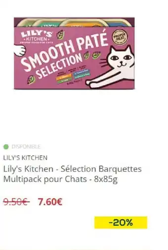 Animalis Lily's Kitchen - Sélection Barquettes Multipack pour Chats - 8x85g offre
