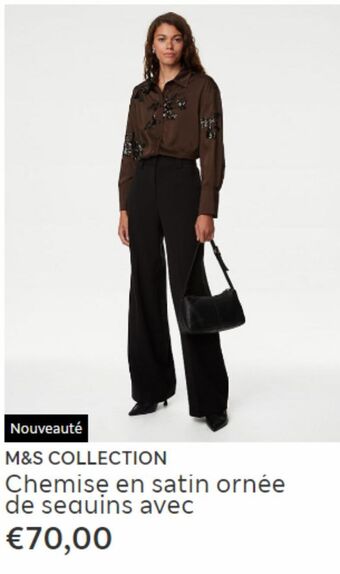 Chemise en satin ornée de seguins avec