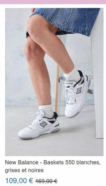 New balance - baskets 550 blanches, grises et noires