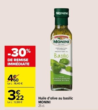 Carrefour Drive Huile d'olive au basilic MONINI offre