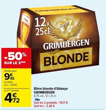 Carrefour Drive Bière blonde d'Abbaye GRIMBERGEN offre