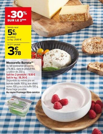 Carrefour Drive Mozzarella Burrata (n) offre