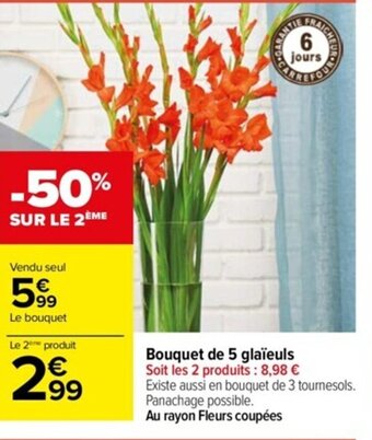 Bouquet de 5 glaïeuls