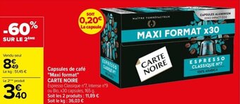 Carrefour Drive Capsules de café "Maxi format" CARTE NOIRE offre