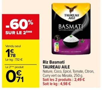 Carrefour Drive Riz Basmati TAUREAU AILE offre