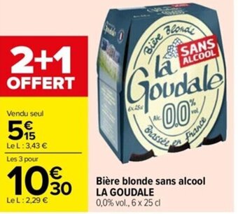 Carrefour Drive Bière blonde sans alcool LA GOUDALE offre