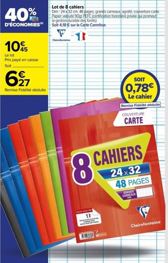 Carrefour Drive Lot de 8 cahiers offre
