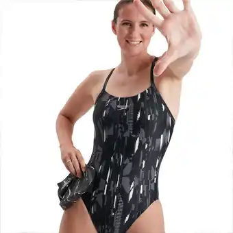 Decathlon Maillot de bain une pièce de natation femme speedo allover black grey offre