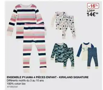 Costco Ensemble Pyjama 4 Pièces Enfant - Kirkland Signature offre