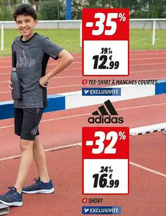 Intersport Tee-shirt à Manches Courtes, Short Adidas offre