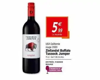 Usa Californie Rouge 2020 Zinfandel Buffalo Tussock Jumper