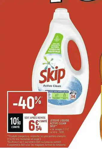 Spar Lessive Liquide Active Clean Skip offre