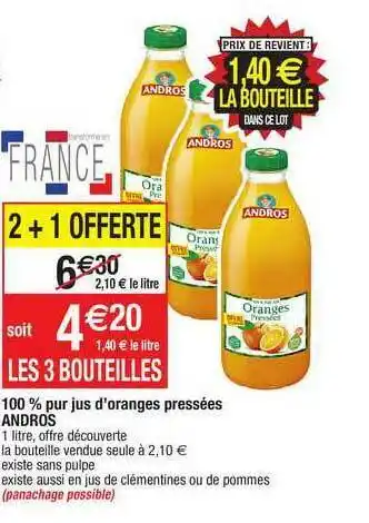 Migros 100% Pur Jus D'oranges Pressées Andros offre