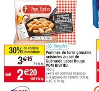 Cora x Carrefour Pommes de terre grenaille cuisinées au sel de Guérande Label Rouge POM BISTRO 450 g offre