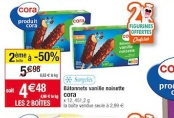 Cora x Carrefour Bâtonnets vanille noisette Cora offre