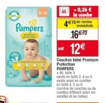 Cora x Carrefour Couches bébé Premium Protection offre