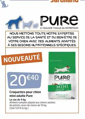 Jardiland Croquettes Pour Chien Mini Adulte Pure offre