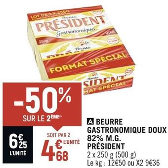 Spar Président beurre gastronomique doux 82% m.g. offre