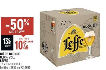 Spar Leffe bière blonde 6,6% vol. offre