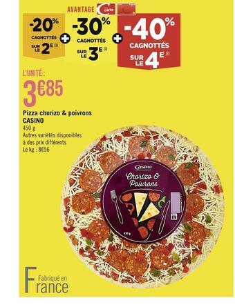 Casino Supermarchés Casino pizza chorizo & poivrons offre