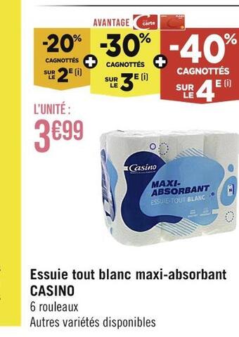 Casino Supermarchés Casino essuie tout blanc maxi-absorbant offre