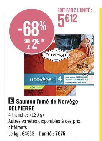Casino Supermarchés Delpierre saumon fumé de norvège offre