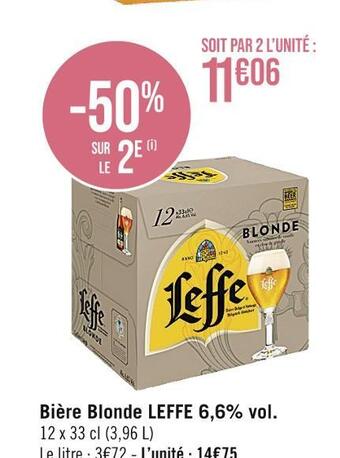 Casino Supermarchés Leffe bière blonde 6,6% vol. offre