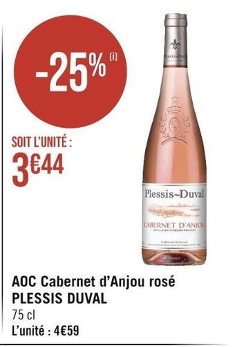 Casino Supermarchés Plessis duval aoc cabernet d’anjou rosé offre