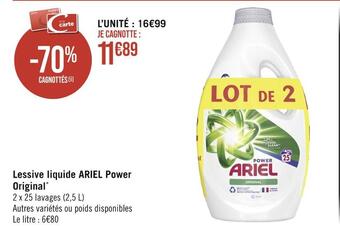 Casino Supermarchés Ariel lessive liquide power original* offre