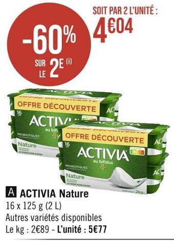 Casino Supermarchés Activia activia nature offre