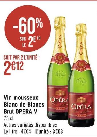 Casino Supermarchés Opera vin mousseux blanc de blancs brut v offre