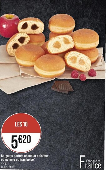 Casino Supermarchés Beignets parfum chocolat noisette ou pomme ou framboise offre