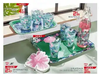 Gifi 3 Gobelets 25 Cl, 20 Serviettes , 5 Plateaux , Bouteille 1l offre