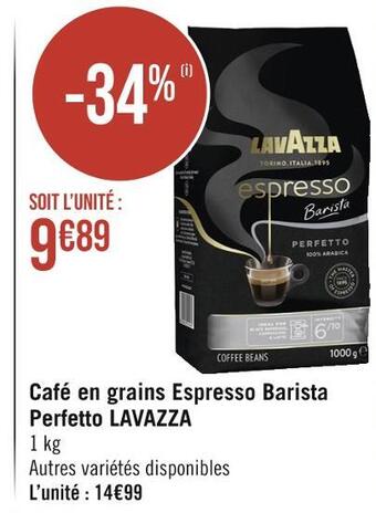 Casino Supermarchés Lavazza café en grains espresso barista perfetto offre