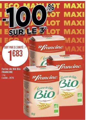 Casino Supermarchés Francine farine de blé bio offre