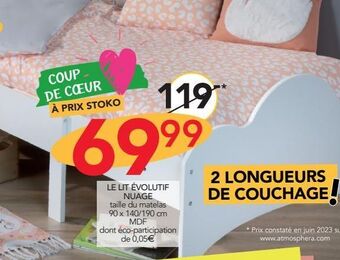 Stokomani Le lit évolutif nuage offre