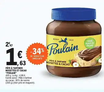 E.Leclerc Pâte à tartiner noisettes et cacao "poulain" offre