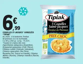 E.Leclerc Coquilles st-jacques surgelées "tipiak" offre
