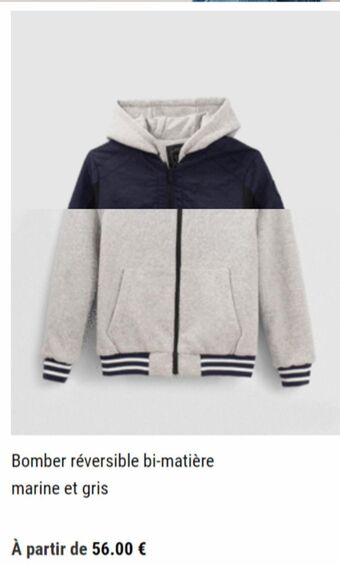 Bomber reversible bi-matiere marine et gris