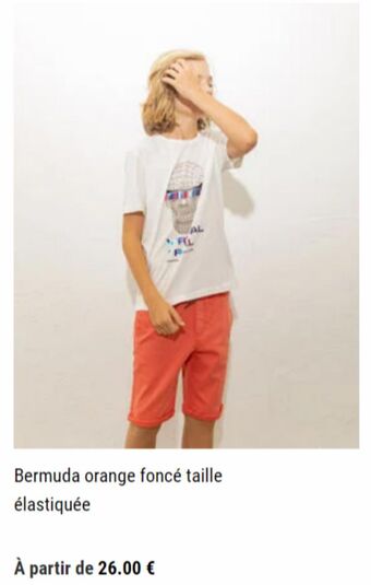 Bermuda orange foncé taille élastiquée