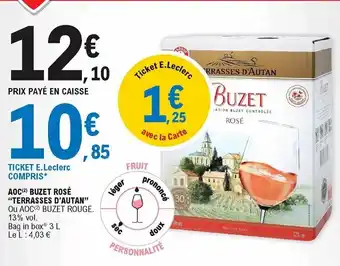 E.Leclerc AOC buzet rosé "terrasses d'autan" offre