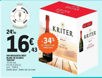 Vin mousseux brut blanc de blancs "kriter"