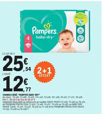 E.Leclerc Changes bébé "pampers baby dry" offre