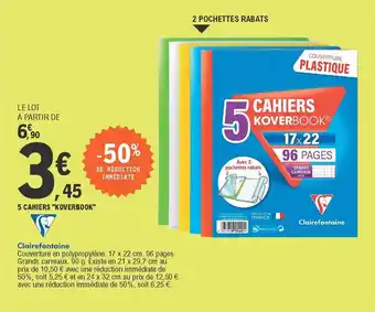 E.Leclerc 5 Cahiers "koverbook" offre