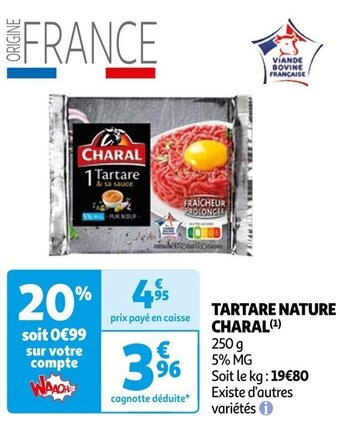 Auchan TARTARE NATURE CHARAL(¹) offre