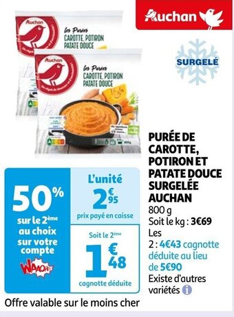 PURÉE DE CAROTTE, POTIRON ET PATATE DOUCE SURGELÉE AUCHAN
