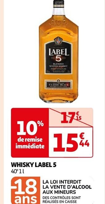 Auchan WHISKY LABEL 5 40°11 offre